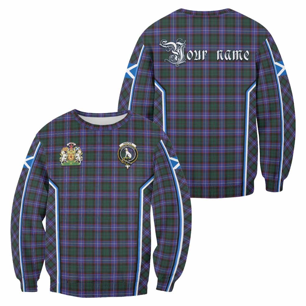 Hunter (Hunterston) Tartan Crest Sweatshirt Scotland Coat of Arm Flag Style - Tartan Vibes Clothing