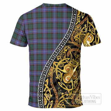Hunter (Hunterston) Tartan Crest T-Shirt Celtic Knot and Triple Trickle Spiral Symbols