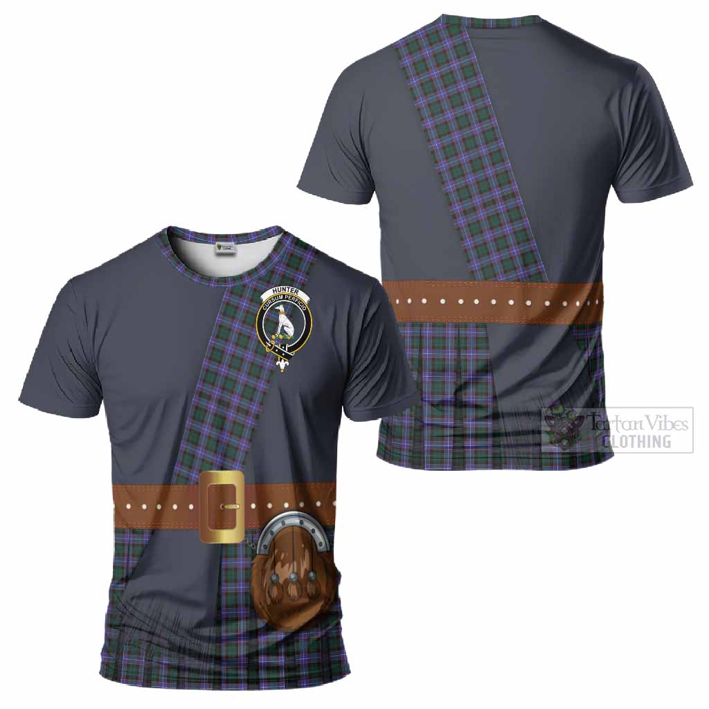 Hunter (Hunterston) Tartan Crest T-Shirt Kilt Costume Style