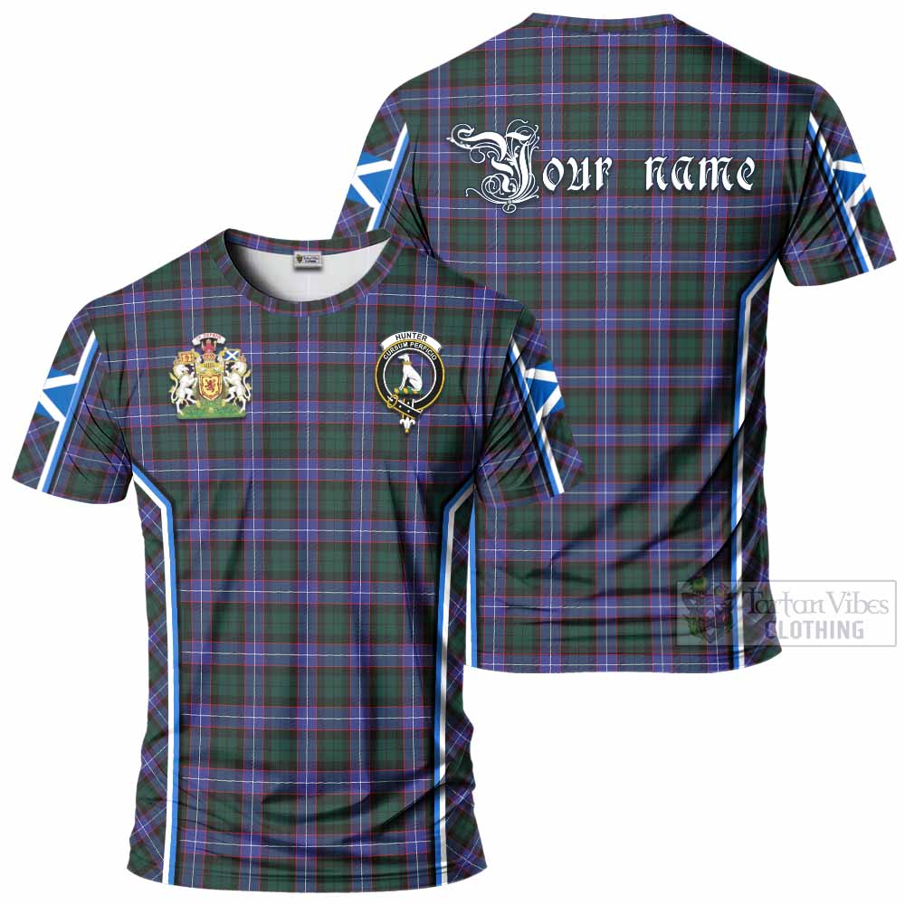 Hunter (Hunterston) Tartan Crest T-shirt Scotland Coat of Arm Flag Style - Tartan Vibes Clothing