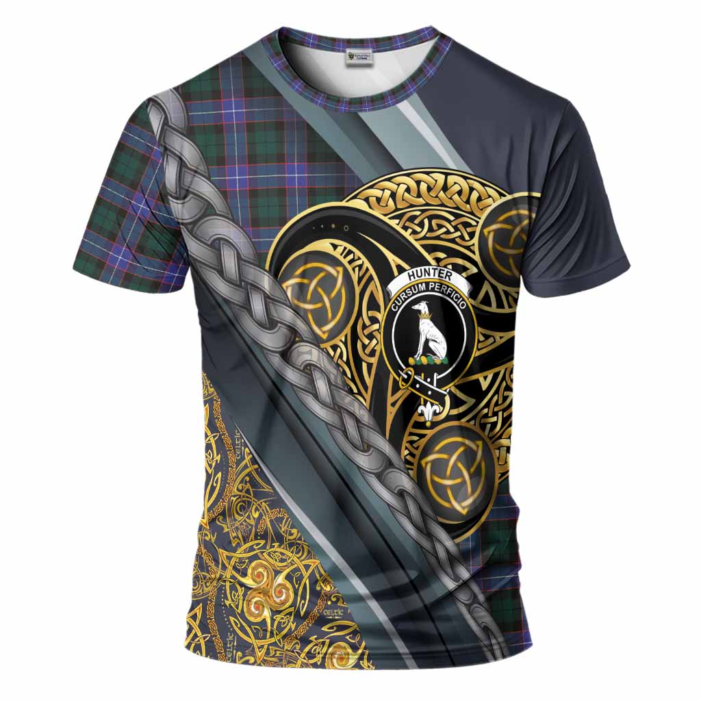 Hunter (Hunterston) Tartan Crest T-Shirt Scottish Triskele Celtic