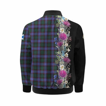 Hunter (Hunterston) Tartan Crest Thistle Floral Kid Bomber Jacket Kid - Tartan Vibes Clothing