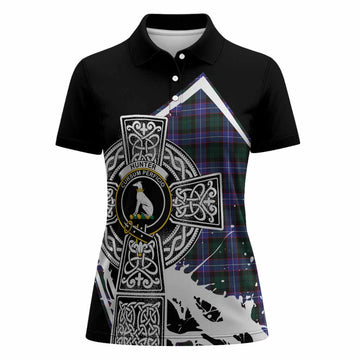 Hunter (Hunterston) Tartan Crest Women Polo Shirt Scottish Celtic Cross Heritage