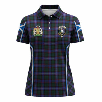 Hunter (Hunterston) Tartan Crest Women's Polo Shirt Scotland Coat of Arm Flag Style