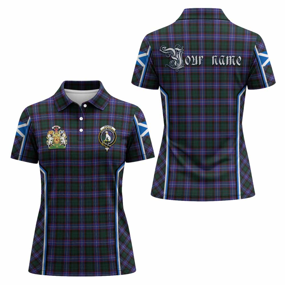 Hunter (Hunterston) Tartan Crest Women's Polo Shirt Scotland Coat of Arm Flag Style - Tartan Vibes Clothing