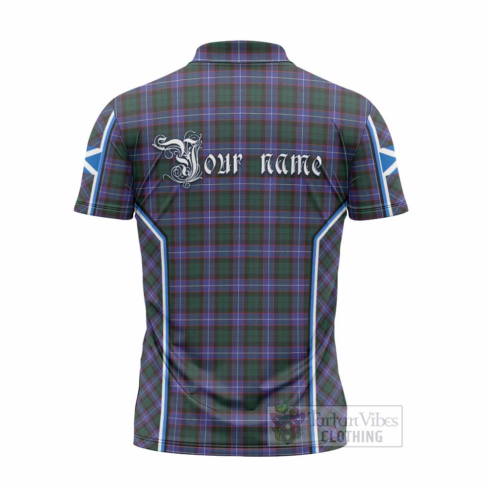 Hunter (Hunterston) Tartan Crest Zipper Polo Shirt Scotland Coat of Arm Flag Style - Tartan Vibes Clothing