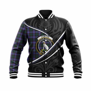 Hunter (Hunterston) Tartan Family Crest Baseball Jacket Celtic Scottish Thistle Floral