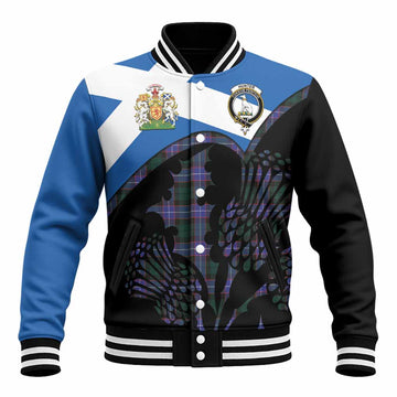 Hunter (Hunterston) Tartan Family Crest Baseball Jacket Scotland Thistle Floral Flag Style