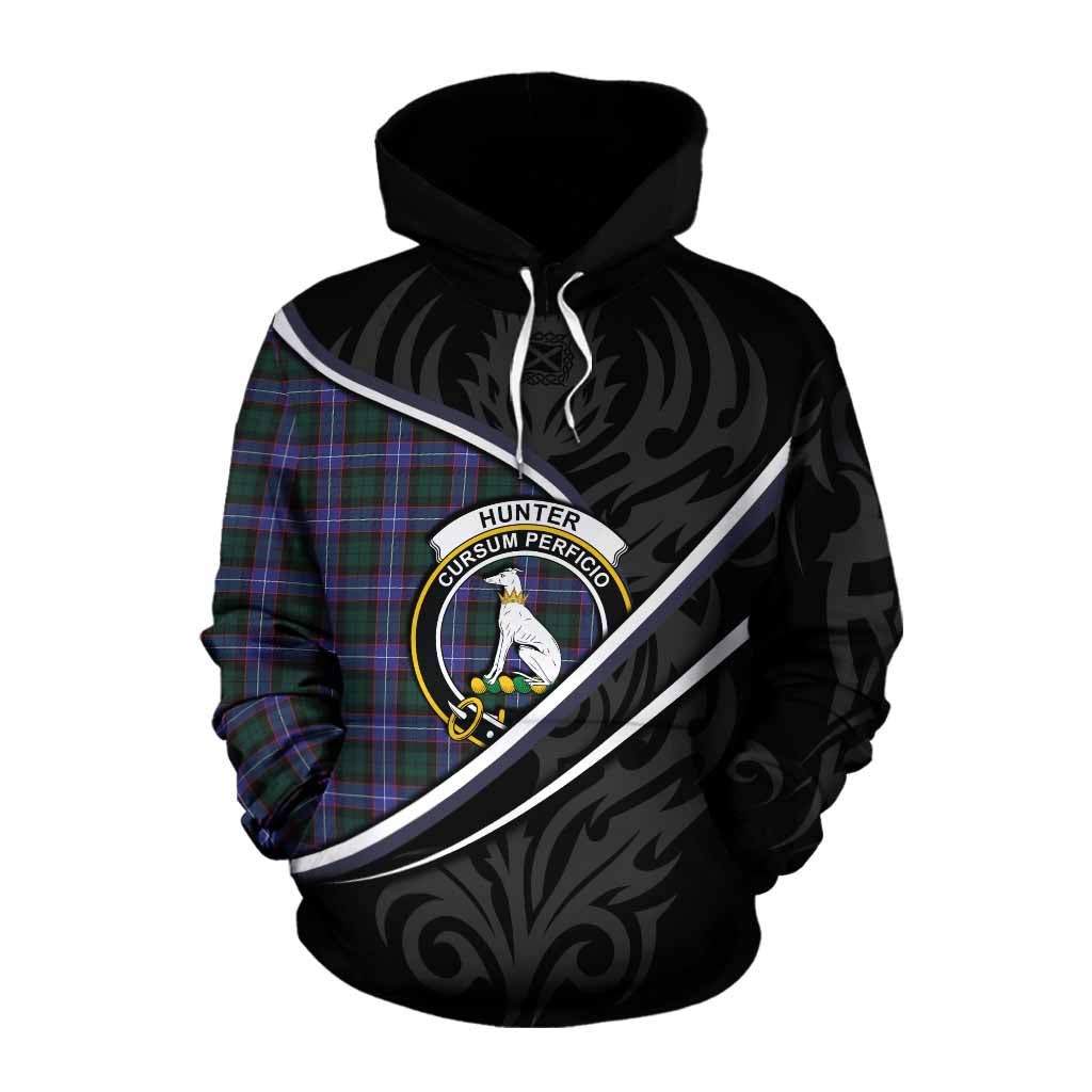 Hunter (Hunterston) Tartan Family Crest Cotton Hoodie Celtic Scottish Thistle Floral - Tartan Vibes Clothing
