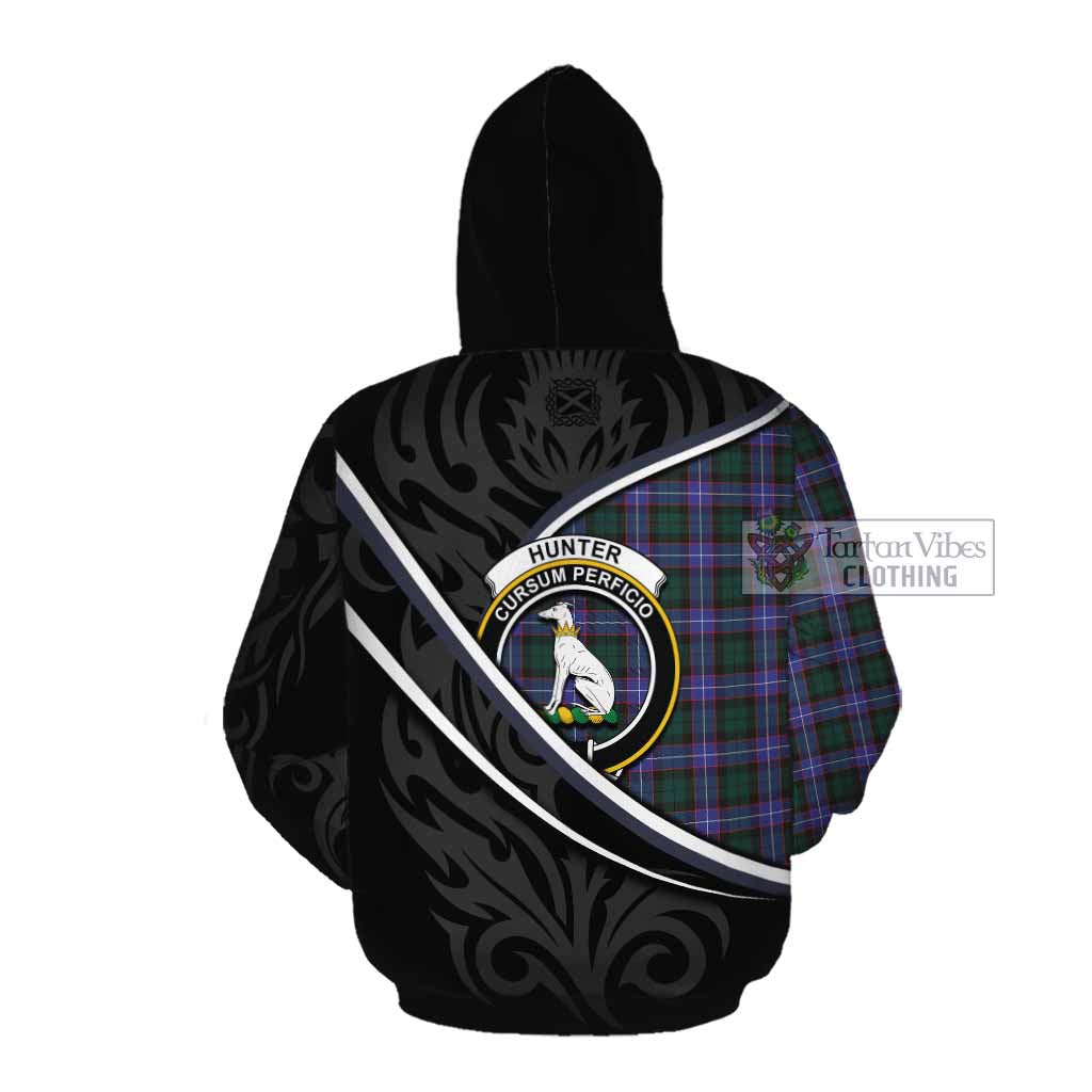 Hunter (Hunterston) Tartan Family Crest Cotton Hoodie Celtic Scottish Thistle Floral - Tartan Vibes Clothing