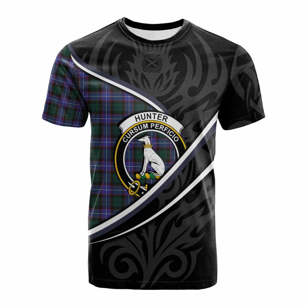 Hunter (Hunterston) Tartan Family Crest Cotton T-shirt Celtic Scottish Thistle Floral - Tartan Vibes Clothing