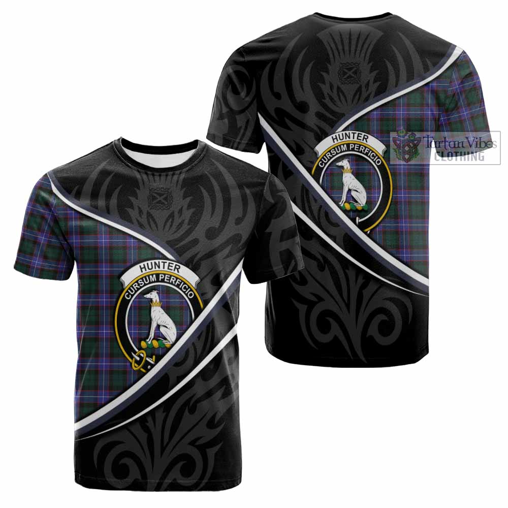 Hunter (Hunterston) Tartan Family Crest Cotton T-shirt Celtic Scottish Thistle Floral - Tartan Vibes Clothing