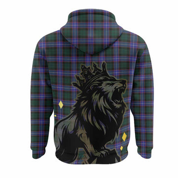 Hunter (Hunterston) Tartan Family Crest Hoodie Crowned Lion Roaring