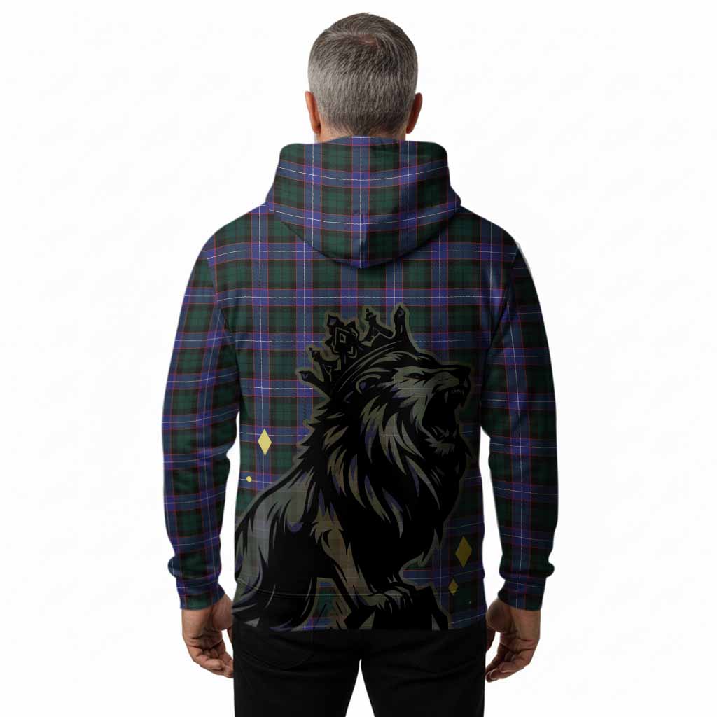 Hunter (Hunterston) Tartan Family Crest Hoodie Crowned Lion Roaring