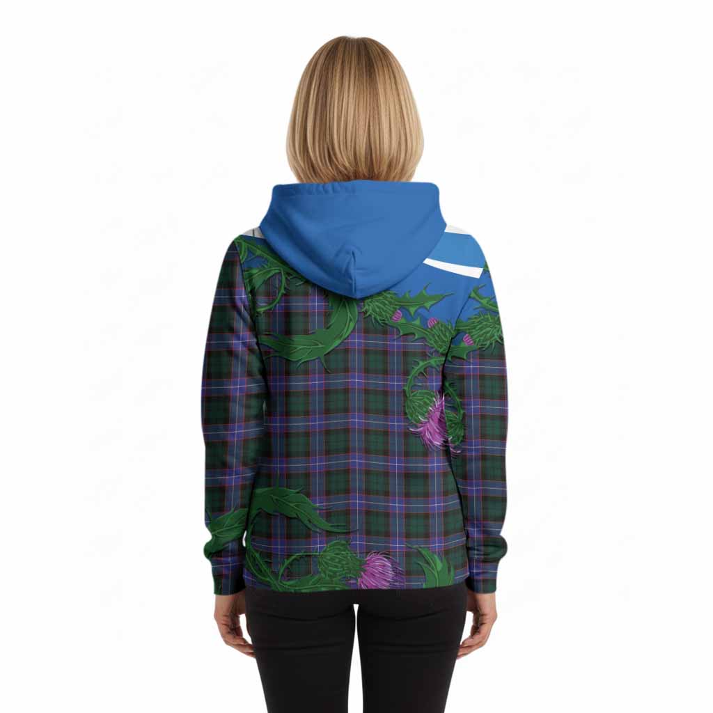 Hunter (Hunterston) Tartan Family Crest Hoodie Thistle in Minimalism
