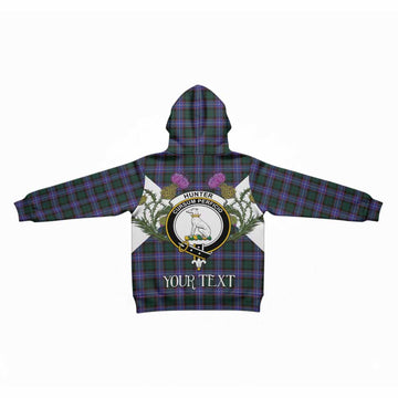 Hunter (Hunterston) Tartan Family Crest Kid Hoodie Scottish Burns Night Thistle Floral