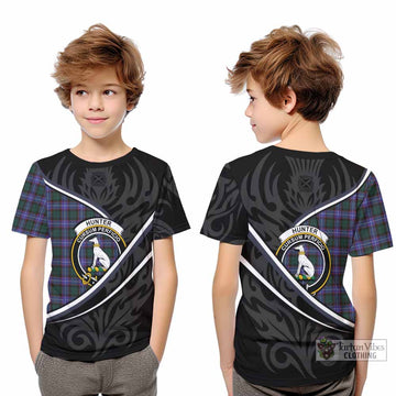 Hunter (Hunterston) Tartan Family Crest Kid T-shirt Celtic Scottish Thistle Floral