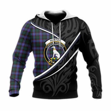 Hunter (Hunterston) Tartan Family Crest Knitted Hoodie Celtic Scottish Thistle Floral