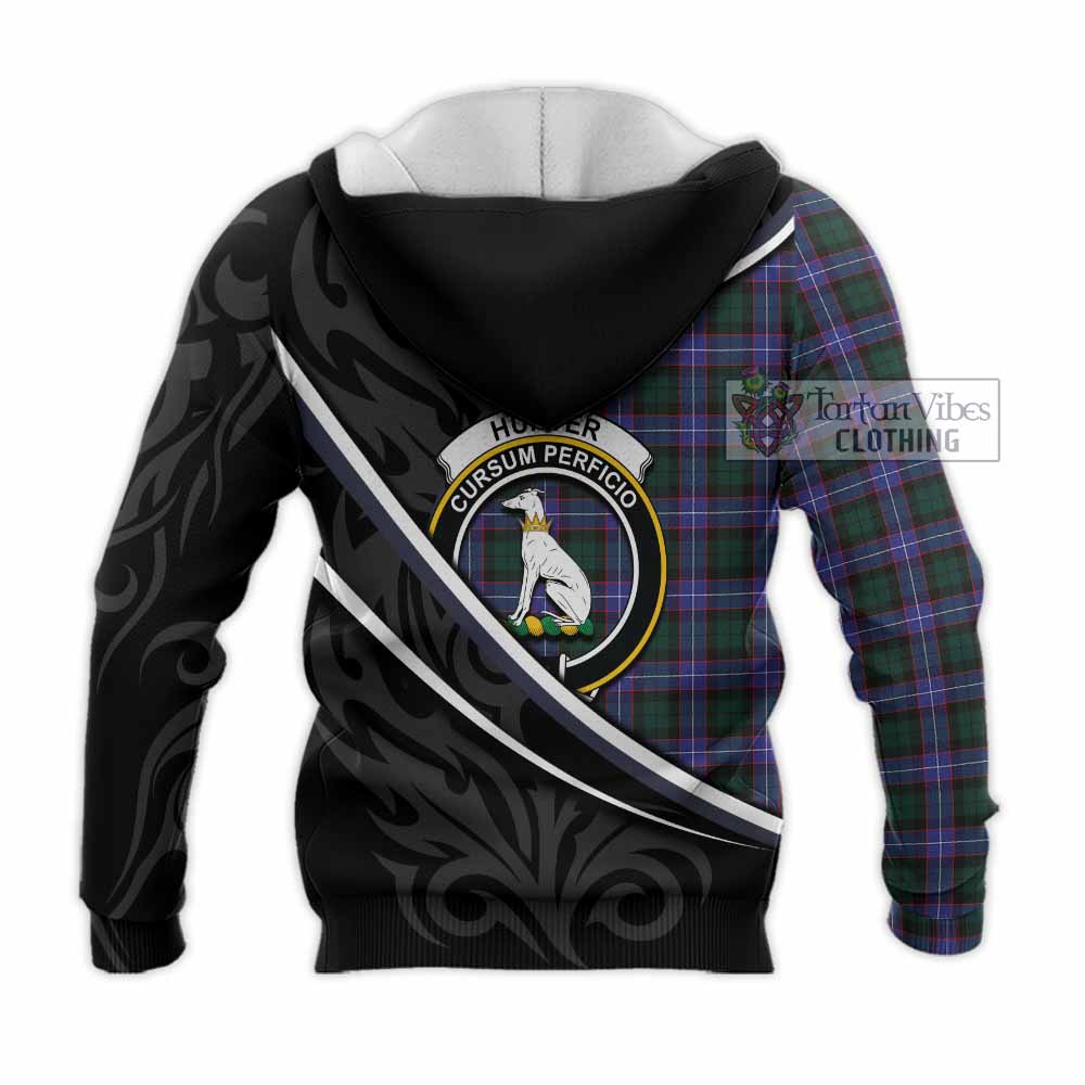 Hunter (Hunterston) Tartan Family Crest Knitted Hoodie Celtic Scottish Thistle Floral - Tartan Vibes Clothing