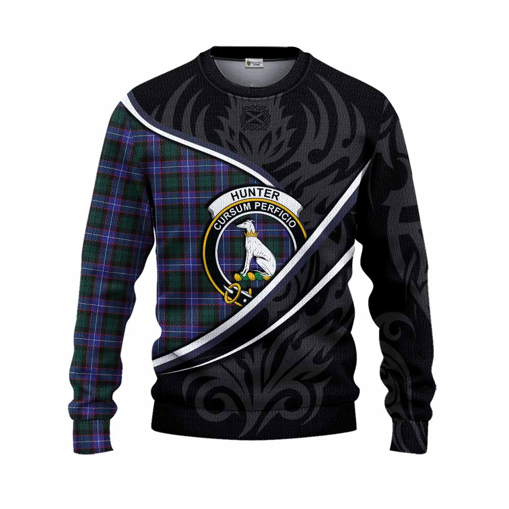 Hunter (Hunterston) Tartan Family Crest Knitted Sweater Celtic Scottish Thistle Floral - Tartan Vibes Clothing