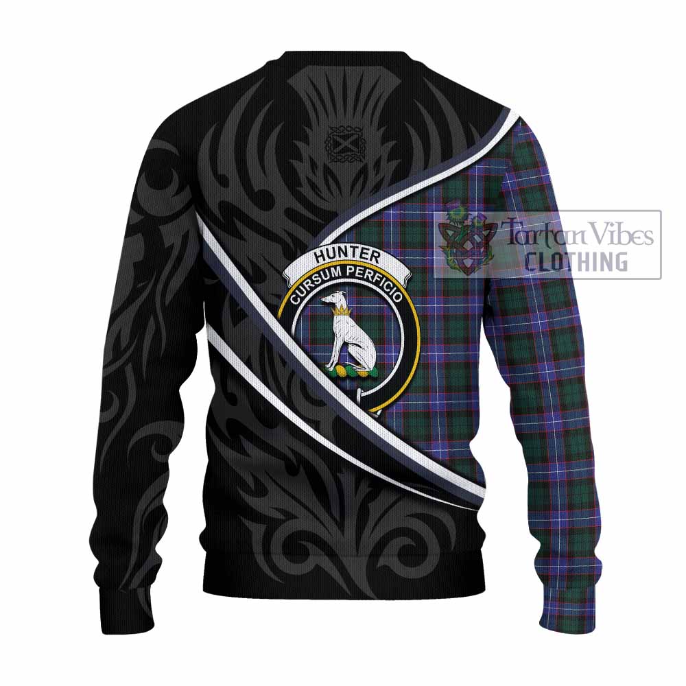Hunter (Hunterston) Tartan Family Crest Knitted Sweater Celtic Scottish Thistle Floral - Tartan Vibes Clothing