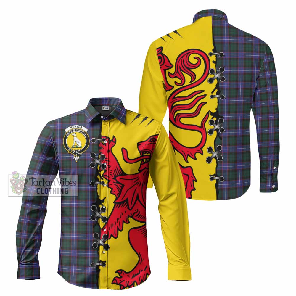 Hunter (Hunterston) Tartan Family Crest Long Sleeve Button Shirts Lion Rampant Honor - Tartan Vibes Clothing