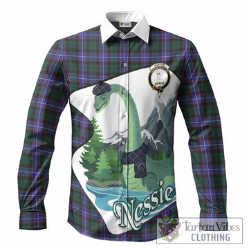 Hunter (Hunterston) Tartan Family Crest Long Sleeve Button Shirts Nessie Scottish Loch Ness Monster