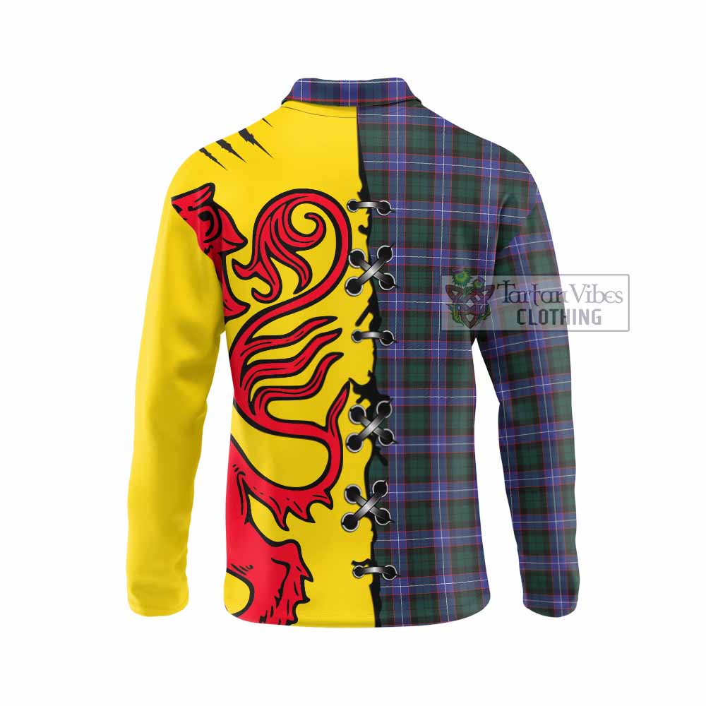 Hunter (Hunterston) Tartan Family Crest Long Sleeve Polo Shirt Lion Rampant Honor - Tartan Vibes Clothing