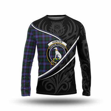 Hunter (Hunterston) Tartan Family Crest Long Sleeve T-Shirt Celtic Scottish Thistle Floral - Tartan Vibes Clothing