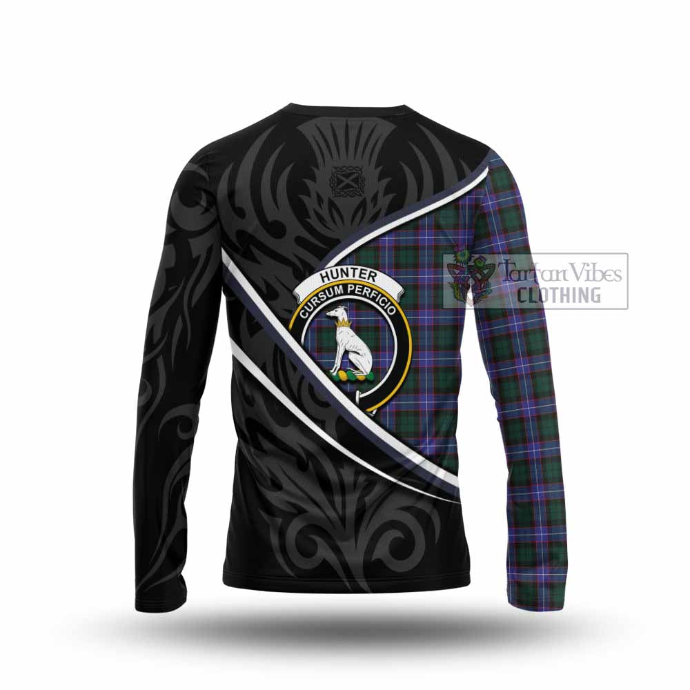 Hunter (Hunterston) Tartan Family Crest Long Sleeve T-Shirt Celtic Scottish Thistle Floral - Tartan Vibes Clothing