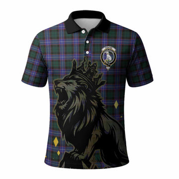 Hunter (Hunterston) Tartan Family Crest Polo Shirt Crowned Lion Roaring