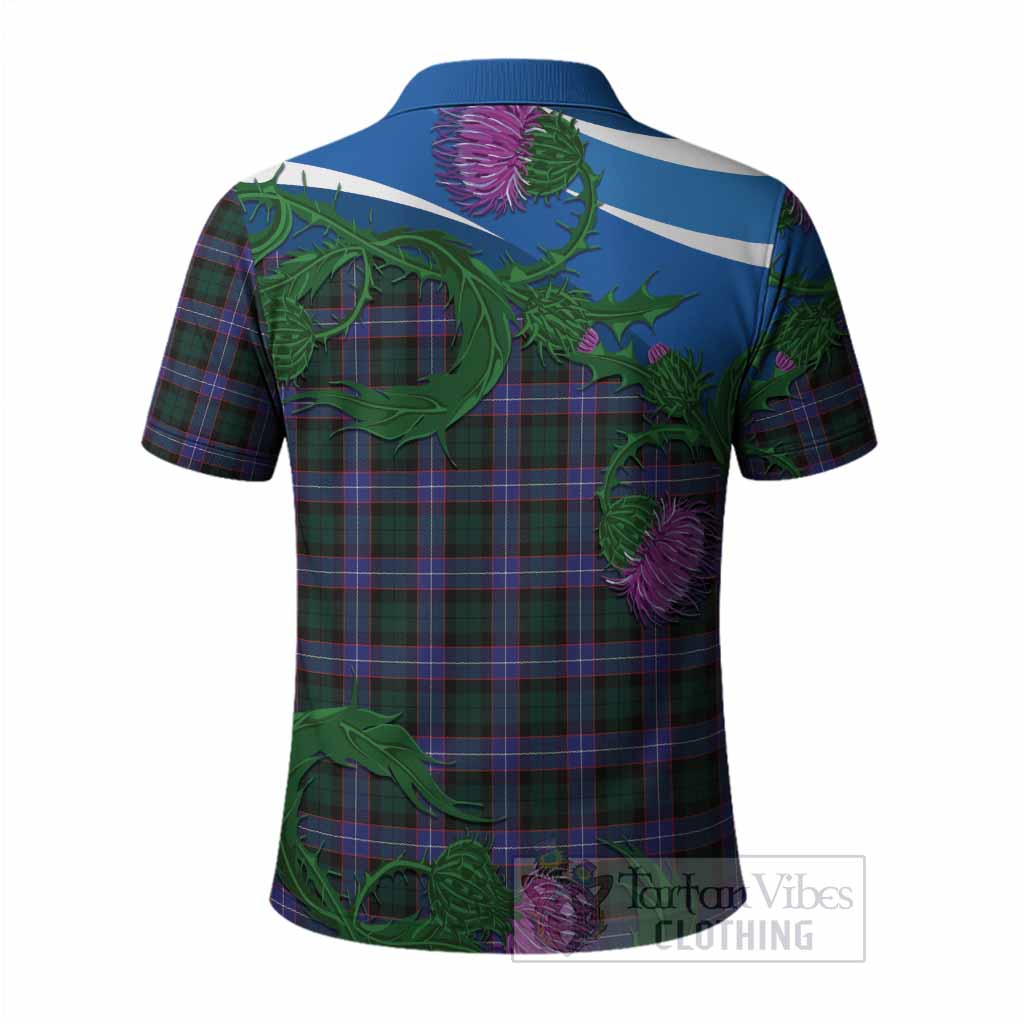 Hunter (Hunterston) Tartan Family Crest Polo Shirt Thistle in Minimalism