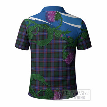 Hunter (Hunterston) Tartan Family Crest Polo Shirt Thistle in Minimalism