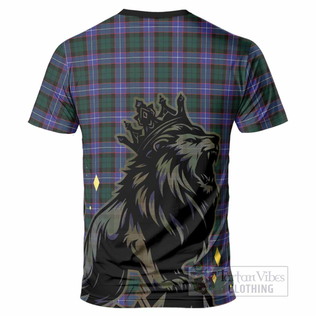 Hunter (Hunterston) Tartan Family Crest T-Shirt Crowned Lion Roaring