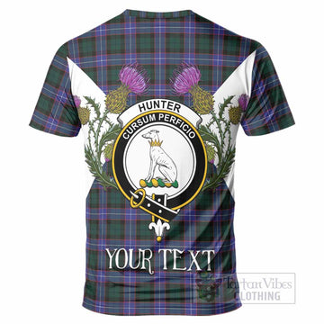 Hunter (Hunterston) Tartan Family Crest T-Shirt Scottish Burns Night Thistle Floral