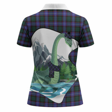 Hunter (Hunterston) Tartan Family Crest Women Polo Shirt Nessie Scottish Loch Ness Monster