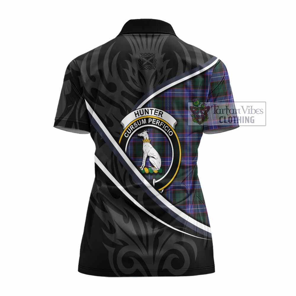 Hunter (Hunterston) Tartan Family Crest Women's Polo Shirt Celtic Scottish Thistle Floral - Tartan Vibes Clothing