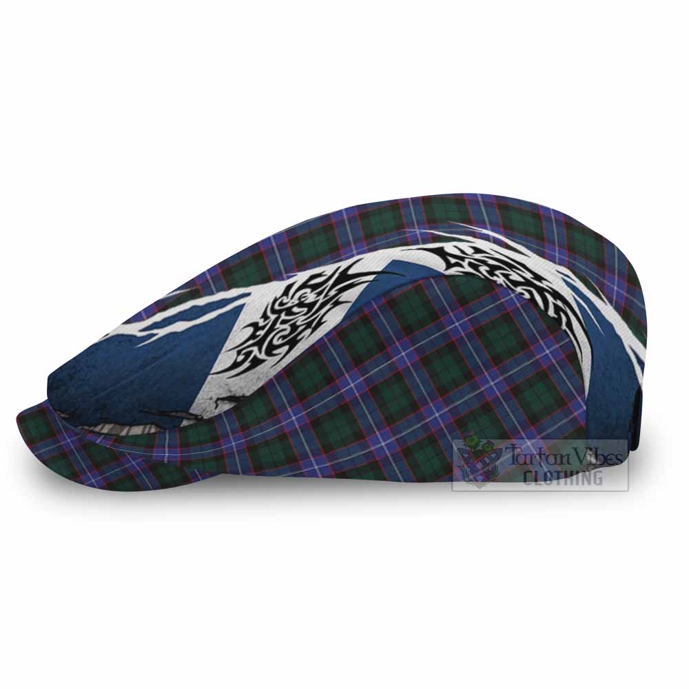 Hunter (Hunterston) Tartan Flat Cap, Jeff Cap Scotland Flag Ripped Tribal Design