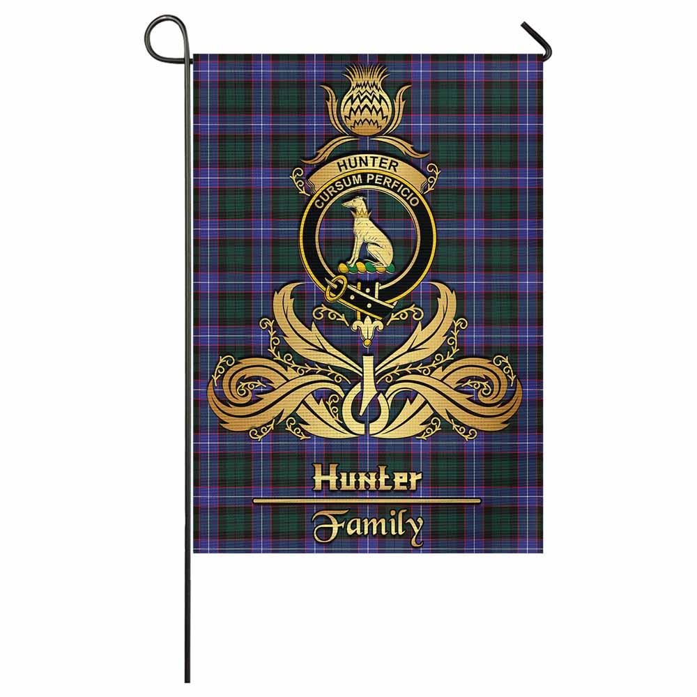 Hunter (Hunterston) Tartan Garden Flag with Highland Thistle Cherish Family Crest Style - Tartan Vibes Clothing