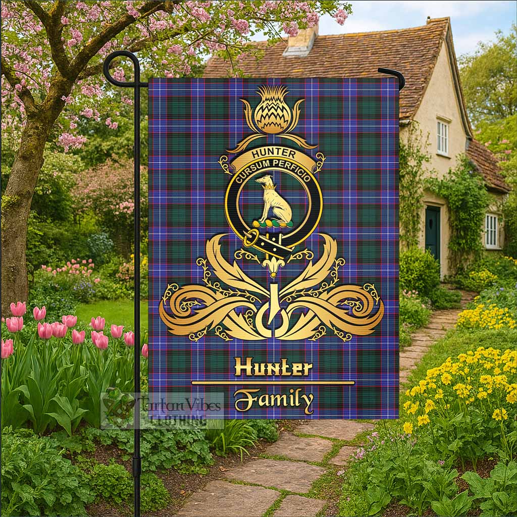 Hunter (Hunterston) Tartan Garden Flag with Highland Thistle Cherish Family Crest Style - Tartan Vibes Clothing