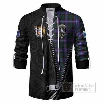 Hunter (Hunterston) Tartan Ghillie Shirt New Zealand Pattern Unique Zipper Stylized