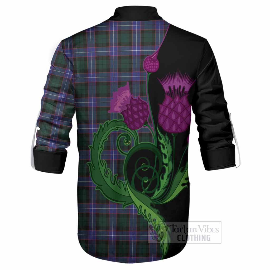 Hunter (Hunterston) Tartan Ghillie Shirt Traditional Scottish Thistle