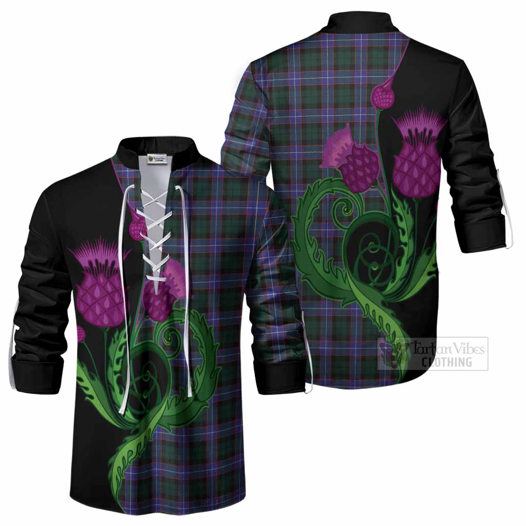 Hunter (Hunterston) Tartan Ghillie Shirt Traditional Scottish Thistle