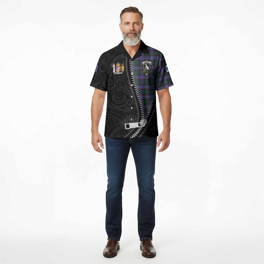 Hunter (Hunterston) Tartan Hawaiian Shirt New Zealand Pattern Unique Zipper Stylized