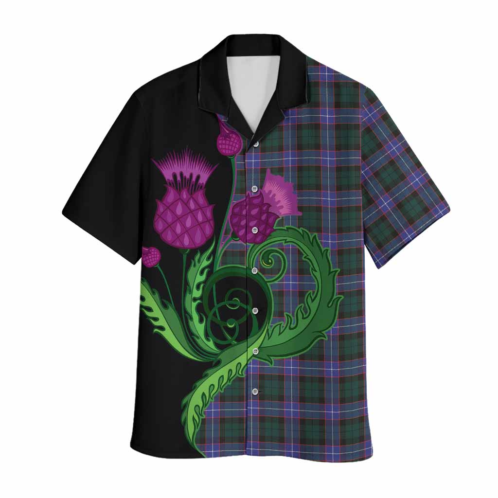 Hunter (Hunterston) Tartan Hawaiian Shirt Traditional Scottish Thistle