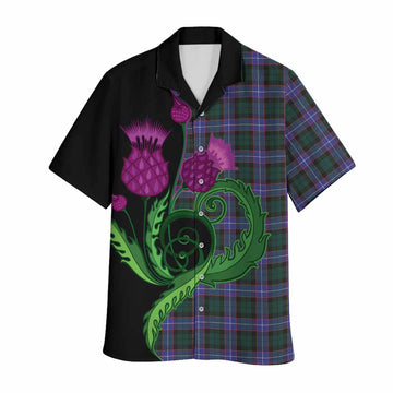 Hunter (Hunterston) Tartan Hawaiian Shirt Traditional Scottish Thistle