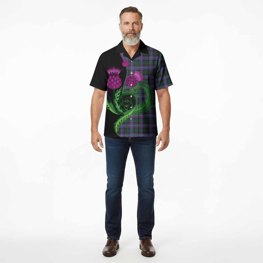 Hunter (Hunterston) Tartan Hawaiian Shirt Traditional Scottish Thistle