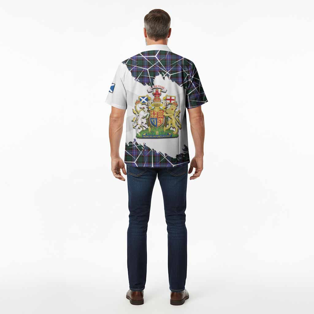Hunter (Hunterston) Tartan Hawaiian Shirt with Family Crest and Lion Rampant Grunge Style