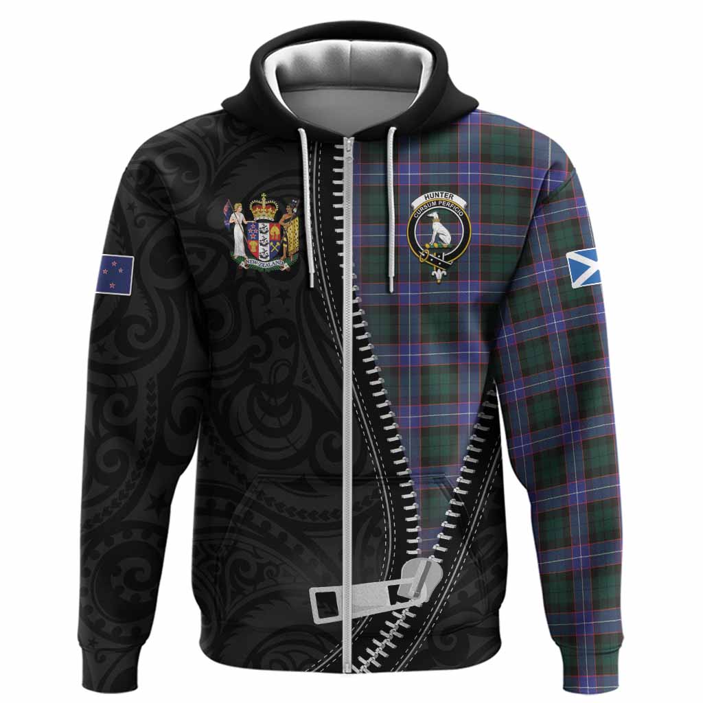 Hunter (Hunterston) Tartan Hoodie New Zealand Pattern Unique Zipper Stylized
