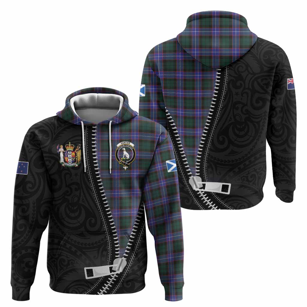 Hunter (Hunterston) Tartan Hoodie New Zealand Pattern Unique Zipper Stylized